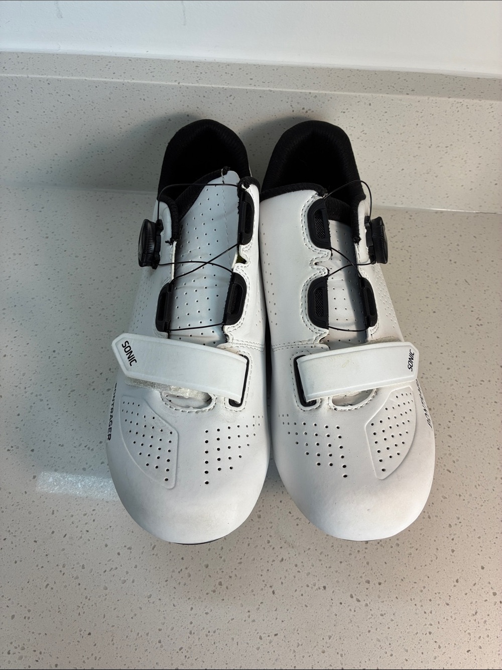 White Women's Cycling Shoes with Secure Dial and Strap